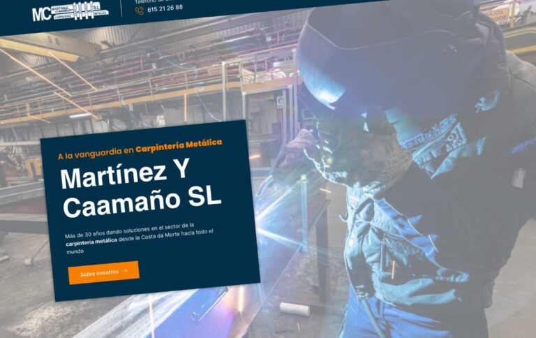 Captura de pantalla de la nueva web de Martínez y Caamaño SL